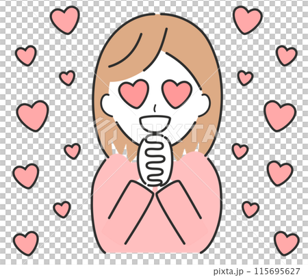 大スキで愛とトキメキが止まらないハートまみれの女性イラスト 115695627