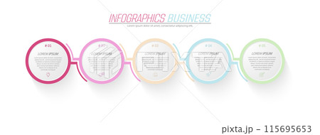 Infographics. Visualization of business data, projects, trainings, development plans and strategies. Pictograms of processes 115695653