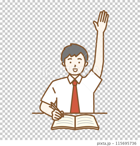 夏服の男子学生が手を挙げる勉強シーン イラスト 夏服の男子学生が手を挙げる勉強シーン イラスト 115695736