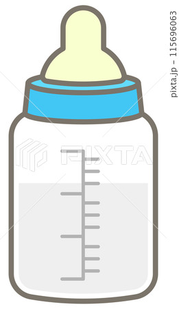 Cute baby element in kids Style Cartoon illustration blue milk bottle 115696063