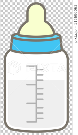 Cute baby element in kids Style Cartoon illustration blue milk bottle 115696063