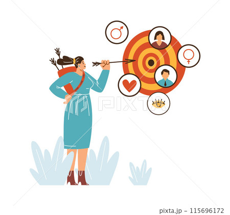 Woman is searching for the target audience. 115696172