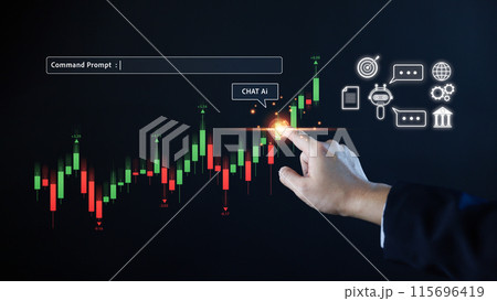 Stock market trading with AI Artificial Intelligence technology concept Stock market trading with AI Artificial Intelligence technology concept 115696419