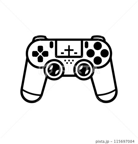 game controller logo or modern line icon. Vector line art and icon design with bold outline. Black and white Pixel Perfect minimalistic symbol isolate white background. Creative logotype 115697084