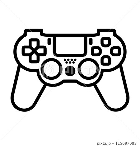 game controller logo or modern line icon. Vector line art and icon design with bold outline. Black and white Pixel Perfect minimalistic symbol isolate white background. Creative logotype 115697085