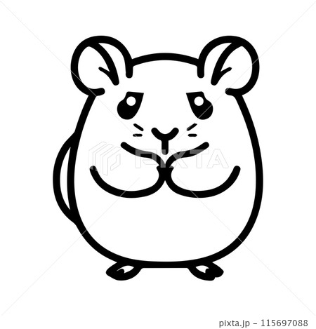 hamster logo or modern line icon. Vector line art and icon design with bold outline. Black and white Pixel Perfect minimalistic symbol isolate white background. Creative logotype 115697088