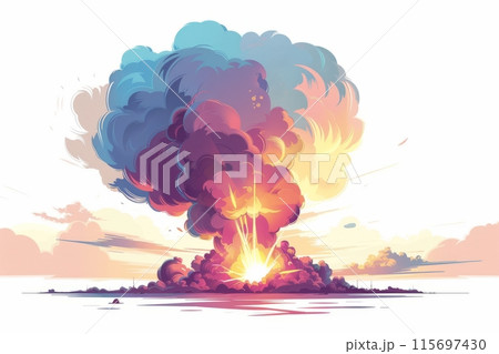 Colorful explosion with clouds of smoke in various shades 115697430