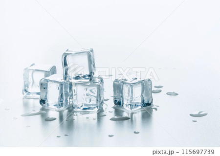 Ice cubes with fresh mint isolated on white background. Copy space. Close up. 115697739