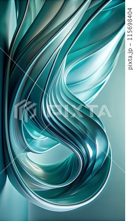 Aquamarine abstract design with sleek lines, set against a deep blue background, generative ai 115698404