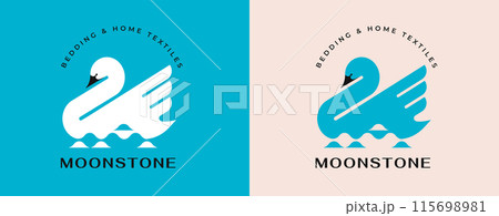 Minimalist modern logos collection. Geometrical retro concept design with flowers, hands, birds and Minimalist modern logos collection. Geometrical retro concept design with flowers, hands, birds and 115698981