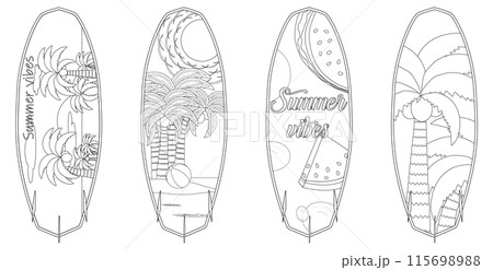 Summertime Surfboard Illustrations Vector 115698988