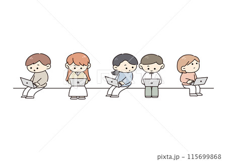 パソコン作業をする人たちのイラスト 115699868