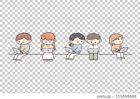 パソコン作業をする人たちのイラスト 115699868