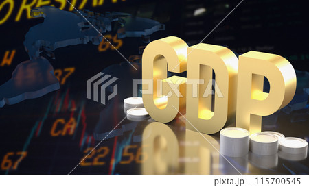 The GDP gold text and coins for Business concept 3d rendering. The GDP gold text and coins for Business concept 3d rendering. 115700545