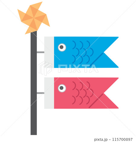 折り紙の鯉のぼりのイラスト カラー 線なし 折り紙の鯉のぼりのイラスト カラー 線なし 115700897