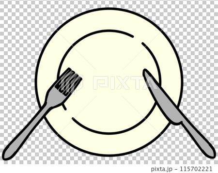 簡單的盤子、刀叉插畫素材 簡單的盤子、刀叉插畫素材 115702221