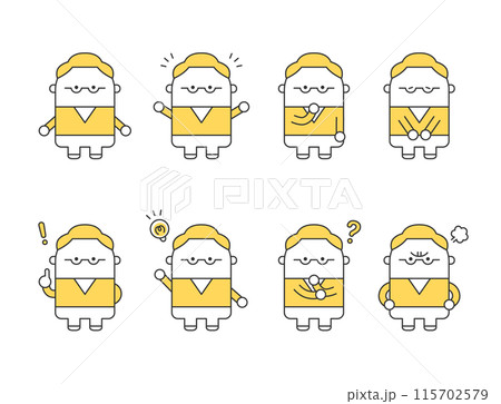 シンプルでかわいい男性イラストセット シンプルでかわいい男性イラストセット 115702579