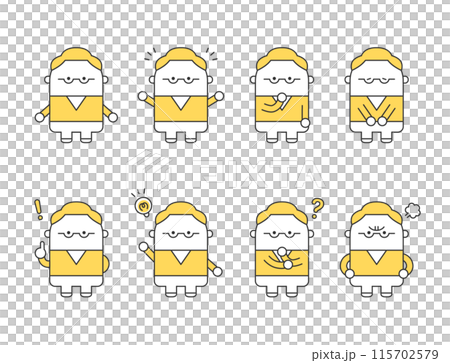 シンプルでかわいい男性イラストセット シンプルでかわいい男性イラストセット 115702579