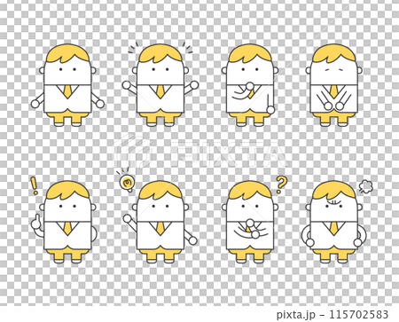 シンプルでかわいい男性イラストセット シンプルでかわいい男性イラストセット 115702583