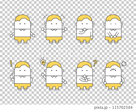 Simple and cute male illustration set Simple and cute male illustration set 115702584