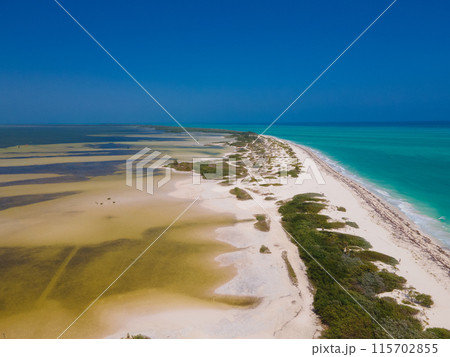 Drone view of Isla Blanca, Mexico 115702855