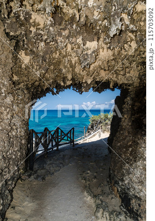 Natural cavern door at Punta Sur, Isla Mujeres 115703092