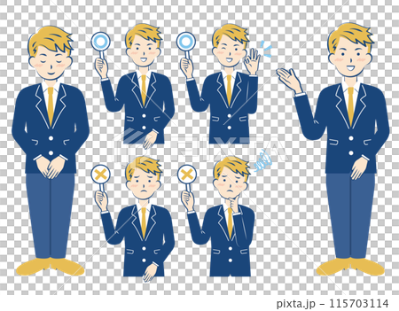 Set of men in suits bowing guide x x 3C - Stock Illustration [115703114 ...