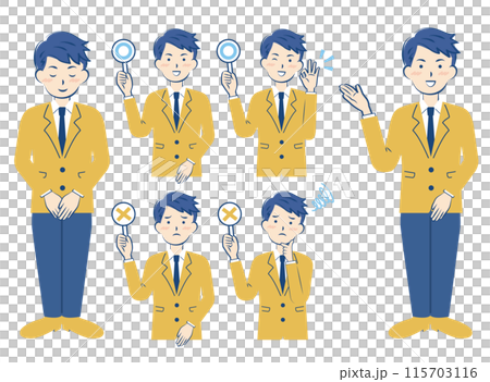 Set of men in suits bowing guide x x 3C - Stock Illustration [115703116 ...