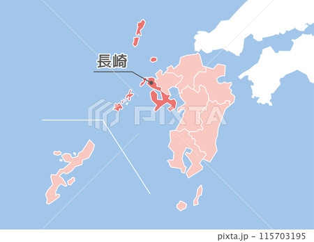 長崎県　長崎　九州　地図 115703195