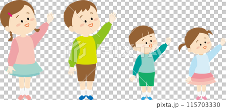 孩子們舉手的插圖 孩子們舉手的插圖 115703330