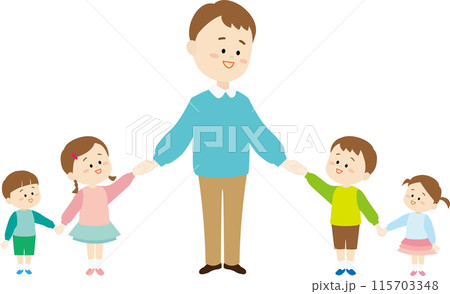 手を繋ぐ父と子のイラスト 手を繋ぐ父と子のイラスト 115703348