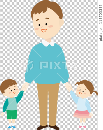 手を繋ぐ父と子のイラスト 手を繋ぐ父と子のイラスト 115703353