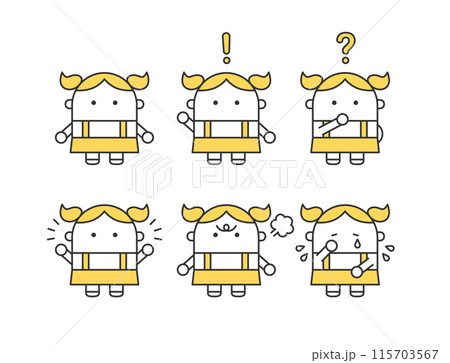 シンプルでかわいい女の子イラストセット シンプルでかわいい女の子イラストセット 115703567