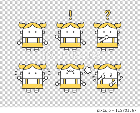 シンプルでかわいい女の子イラストセット シンプルでかわいい女の子イラストセット 115703567