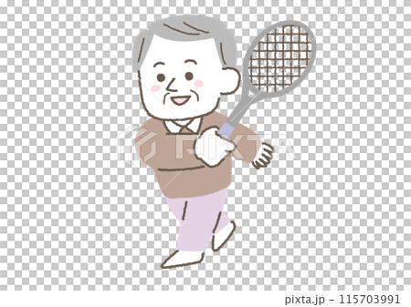 打網球的老人的插圖 打網球的老人的插圖 115703991