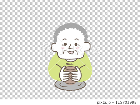 一位老人在陶輪上製作陶器的插圖 一位老人在陶輪上製作陶器的插圖 115703998