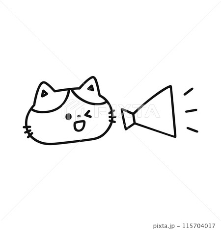 メガホンでお知らせする猫・線画 115704017