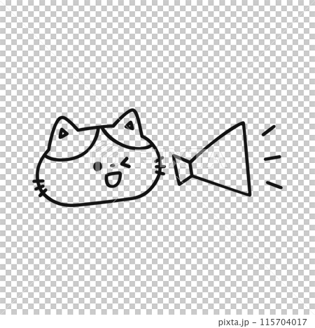 メガホンでお知らせする猫・線画 115704017