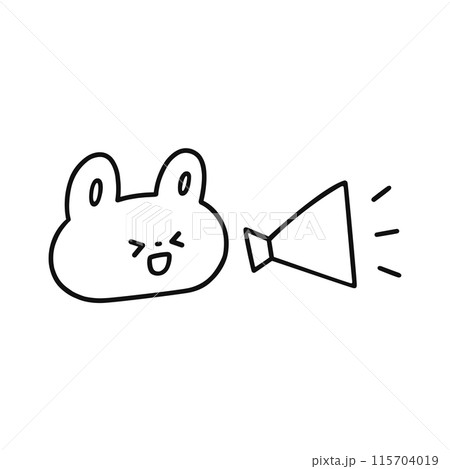 メガホンでお知らせするウサギ・線画 メガホンでお知らせするウサギ・線画 115704019