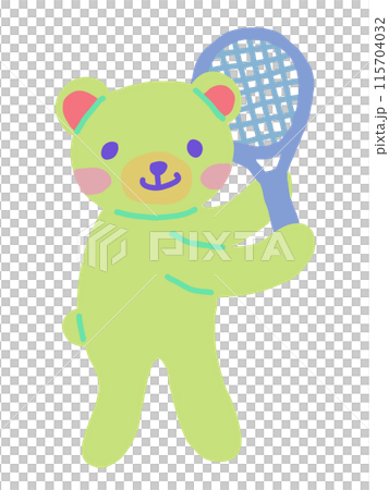 一隻可愛的熊打網球的插圖 115704032