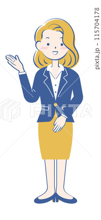 案内をするスーツ姿の女性　全身　3C 115704178