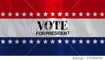 Image of vote for president text over american flag colour stripes and white stars Image of vote for president text over american flag colour stripes and white stars 115704705