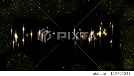 Image of light trails over shapes on black backrgound 115705541
