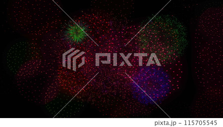 Image of shapes and fireworks on black backrgound 115705545