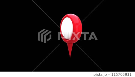 Red map pin icon zooms and hovers on black background in 4K. Red map pin icon zooms and hovers on black background in 4K. 115705931