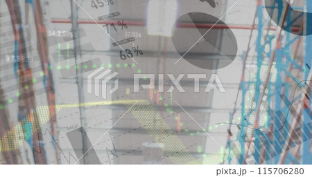 Image of data processing over empty warehouse 115706280
