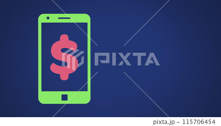 A smartphone displays a dollar sign symbol on its screen A smartphone displays a dollar sign symbol on its screen 115706454