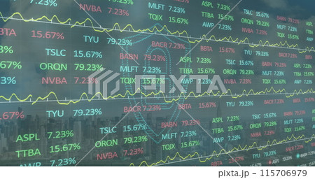 Image of digital padlock over financial data and cityscape Image of digital padlock over financial data and cityscape 115706979