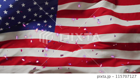 Image of confetti over flag of usa 115707127