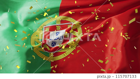 Image of confetti over flag of portugal Image of confetti over flag of portugal 115707133